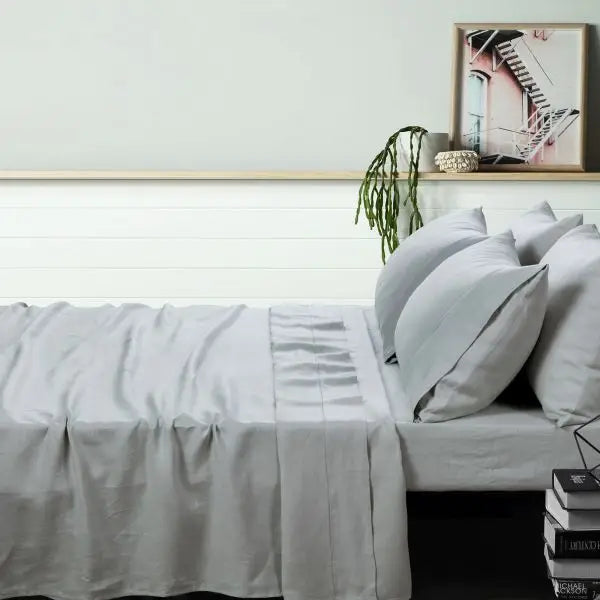 Dove Grey Linen Sheet Sets by Vintage Design Homeware Single - Home & Garden > Bedding > Pillowcases