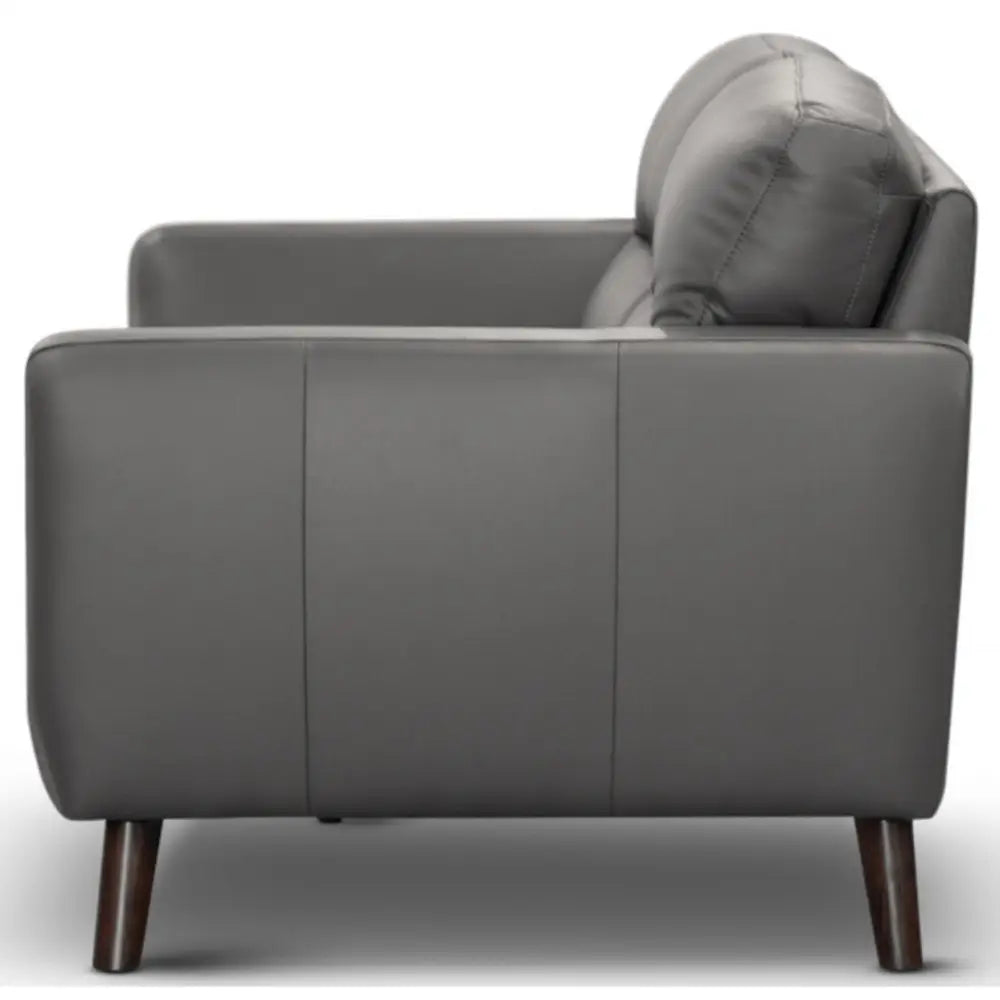 Downy Genuine Leather Sofa 2 Seater Upholstered Lounge Couch - Gunmetal - Furniture > Sofas