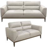 Downy Genuine Leather Sofa Set 3 + 2 Seater Upholstered Lounge Couch - Silver - Furniture > Sofas