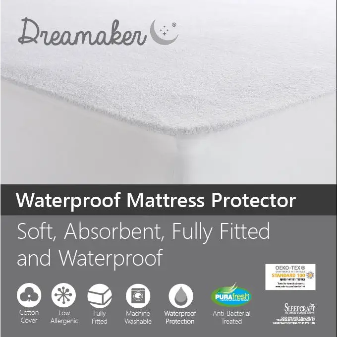 Dreamaker Waterproof Fitted Mattress Protector Single Bed - Home & Garden > Bedding