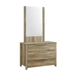 Dresser with 3 Storage Drawers in Natural Wood like MDF in Oak Colour with Mirror - Health & Beauty > Cosmetic Storage
