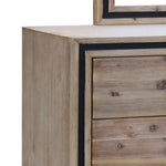Dresser with 6 Storage Drawers in Solid Acacia With Mirror in Silver Brush Colour - Furniture > Living Room