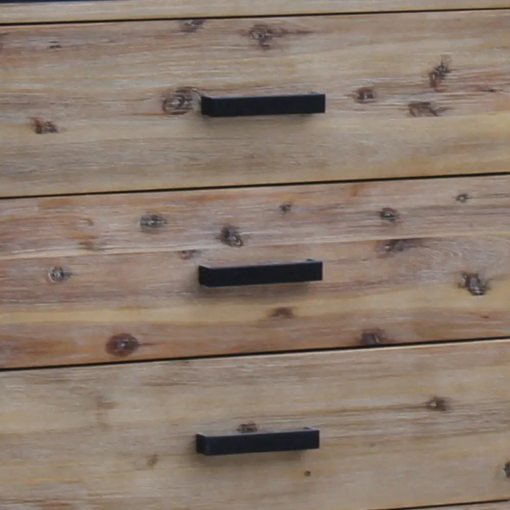 Dresser with 6 Storage Drawers in Solid Acacia With Mirror in Silver Brush Colour - Furniture > Living Room