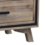Dresser with 6 Storage Drawers in Solid Acacia With Mirror in Silver Brush Colour - Furniture > Living Room