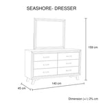 Dresser with 6 Storage Drawers in Solid Acacia With Mirror in Silver Brush Colour - Furniture > Living Room