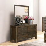 Dresser with 6 Storage Drawers in Solid Acacia & Veneer With Mirror in Chocolate Colour - Health & Beauty > Cosmetic