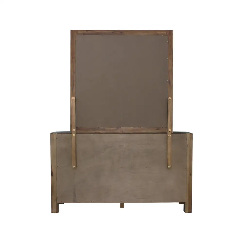 Dresser with 6 Storage Drawers in Solid Acacia & Veneer With Mirror in Chocolate Colour - Health & Beauty > Cosmetic