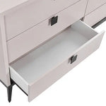 Dressing Chest With 6 Storage Drawers MDF Mirror Combination of Champagne and Black Colour - Furniture > Bedroom > Beds