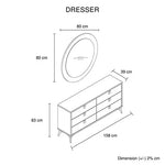 Dressing Chest With 6 Storage Drawers MDF Mirror Combination of Champagne and Black Colour - Furniture > Bedroom > Beds