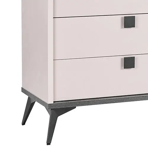 Dressing Chest With 6 Storage Drawers MDF Mirror Combination of Champagne and Black Colour - Furniture > Bedroom > Beds