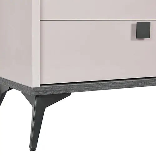 Dressing Chest With 6 Storage Drawers MDF Mirror Combination of Champagne and Black Colour - Furniture > Bedroom > Beds