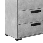 Dressing Chest With 6 Storage Drawers MDF Mirror Combination of Black & Cement Colour - Furniture > Bedroom > Beds &