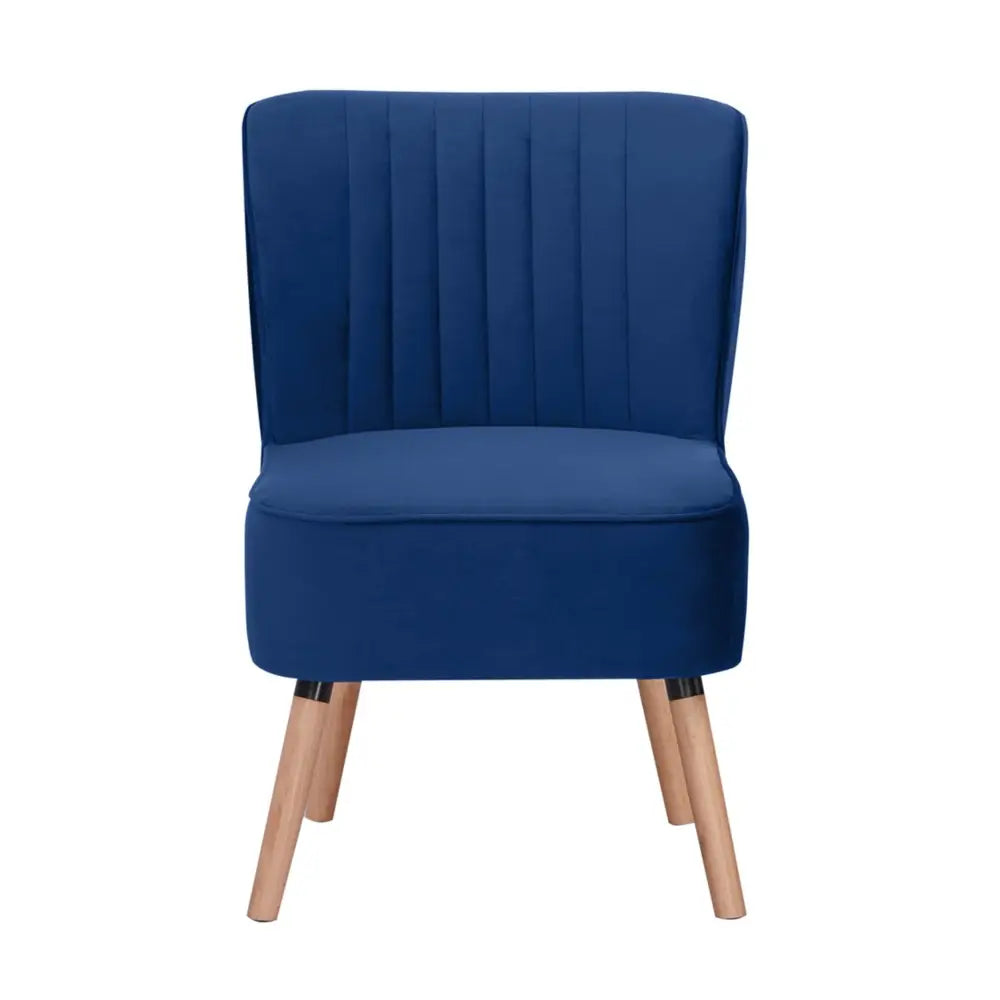Drew 1 Seater Sofa Accent Chair Fabric Uplholstered Lounge Couch - Dark Blue - Furniture > Sofas