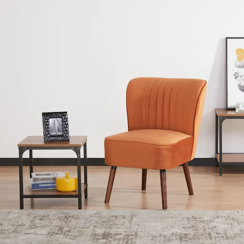 Drew 1 Seater Sofa Accent Chair Fabric Uplholstered Lounge Couch - Orange - Furniture > Sofas