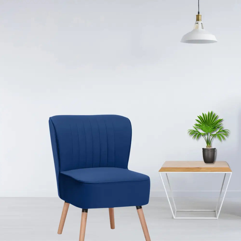 Drew 1 Seater Sofa Accent Chair Fabric Uplholstered Lounge Couch - Dark Blue - Furniture > Sofas
