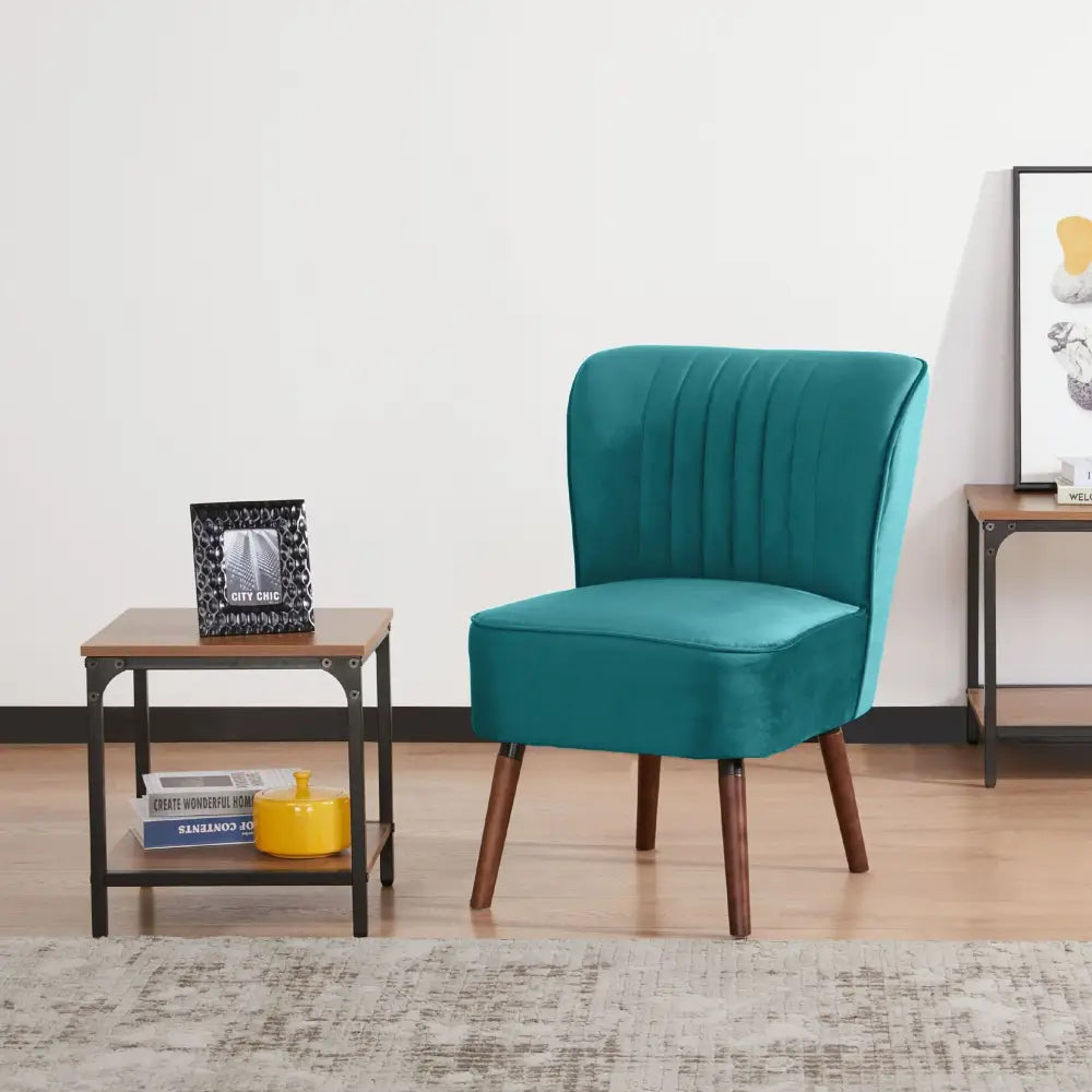 Drew 1 Seater Sofa Accent Chair Fabric Uplholstered Lounge Couch - Mid Blue - Furniture > Sofas