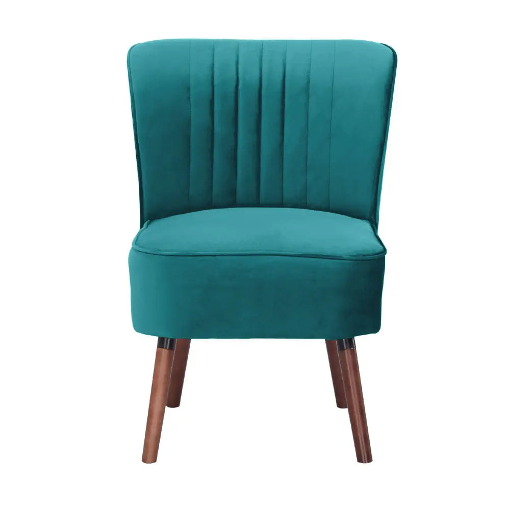 Drew 1 Seater Sofa Accent Chair Fabric Uplholstered Lounge Couch - Mid Blue - Furniture > Sofas