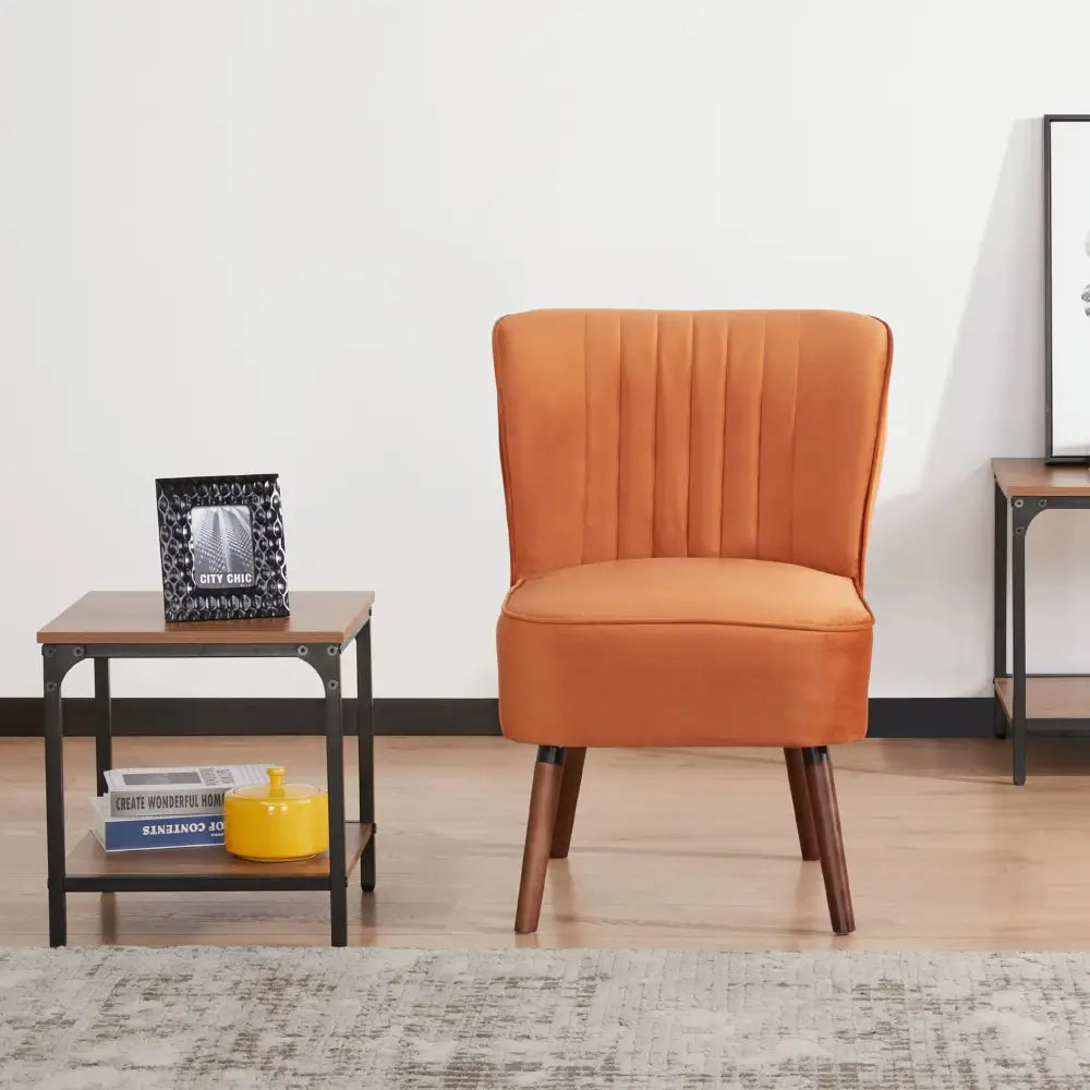 Drew 1 Seater Sofa Accent Chair Fabric Uplholstered Lounge Couch - Orange - Furniture > Sofas