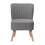 Drew 1 Seater Sofa Accent Chair Fabric Uplholstered Lounge Couch - Mid Grey - Furniture > Sofas