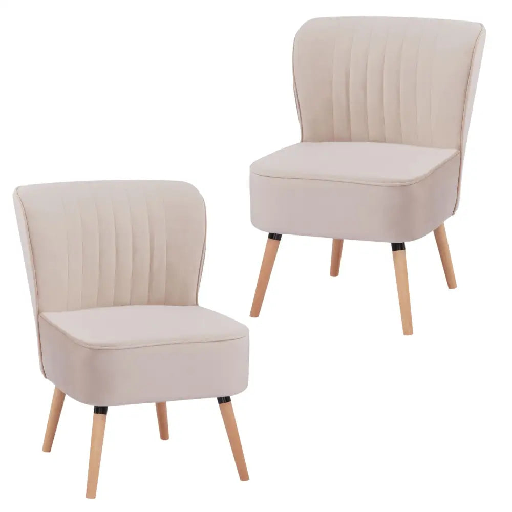 Drew Set of 2 Sofa Accent Chair Fabric Uplholstered Lounge Couch - Pink - Furniture > Sofas