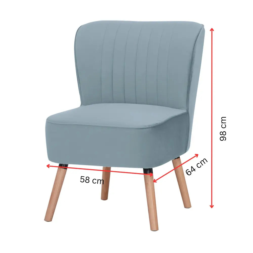 Drew Set of 2 Sofa Accent Chair Fabric Uplholstered Lounge Couch - Light Blue - Furniture > Sofas