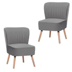 Drew Set of 2 Sofa Accent Chair Fabric Uplholstered Lounge Couch - Mid Grey - Furniture > Sofas