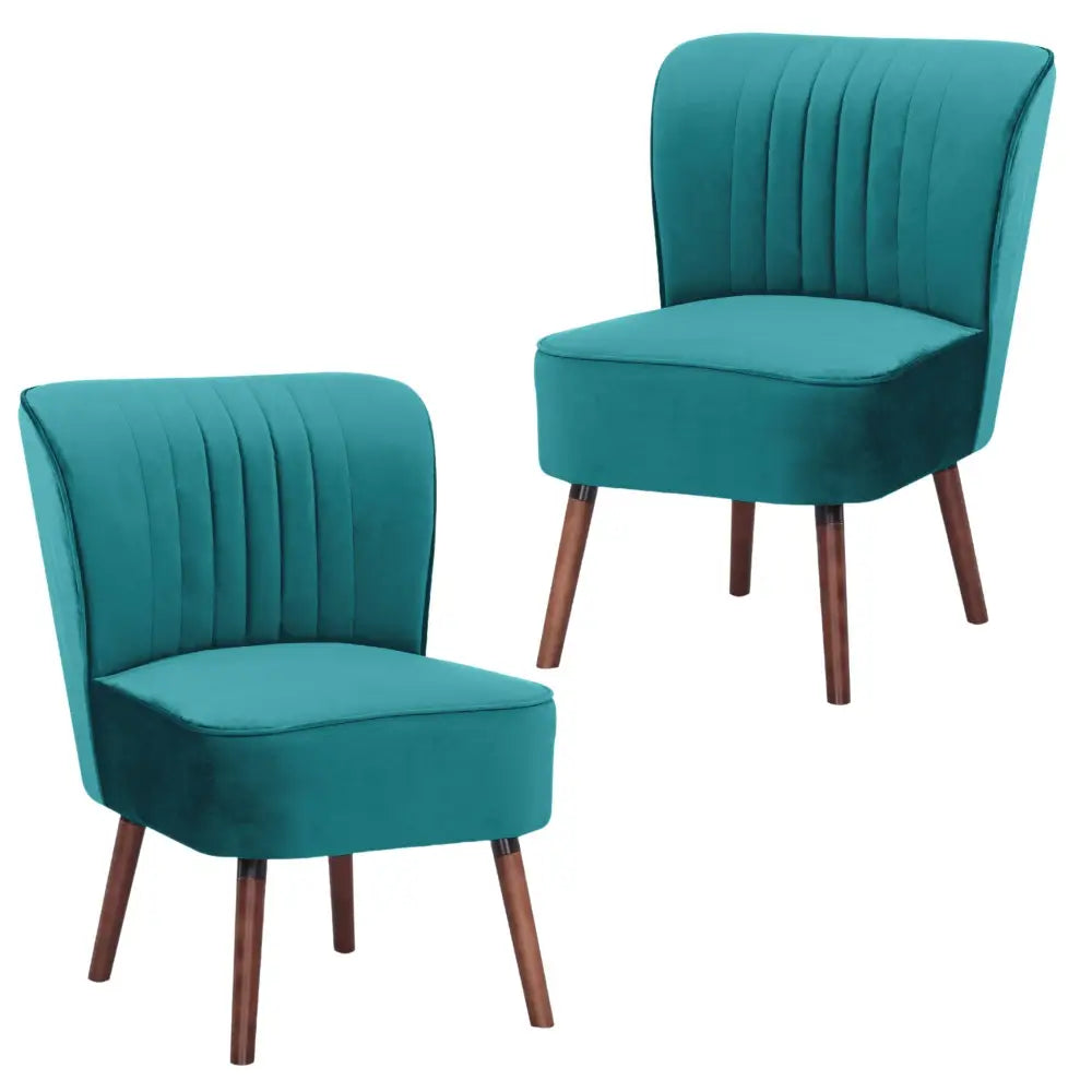 Drew Set of 2 Sofa Accent Chair Fabric Uplholstered Lounge Couch - Mid Blue - Furniture > Sofas