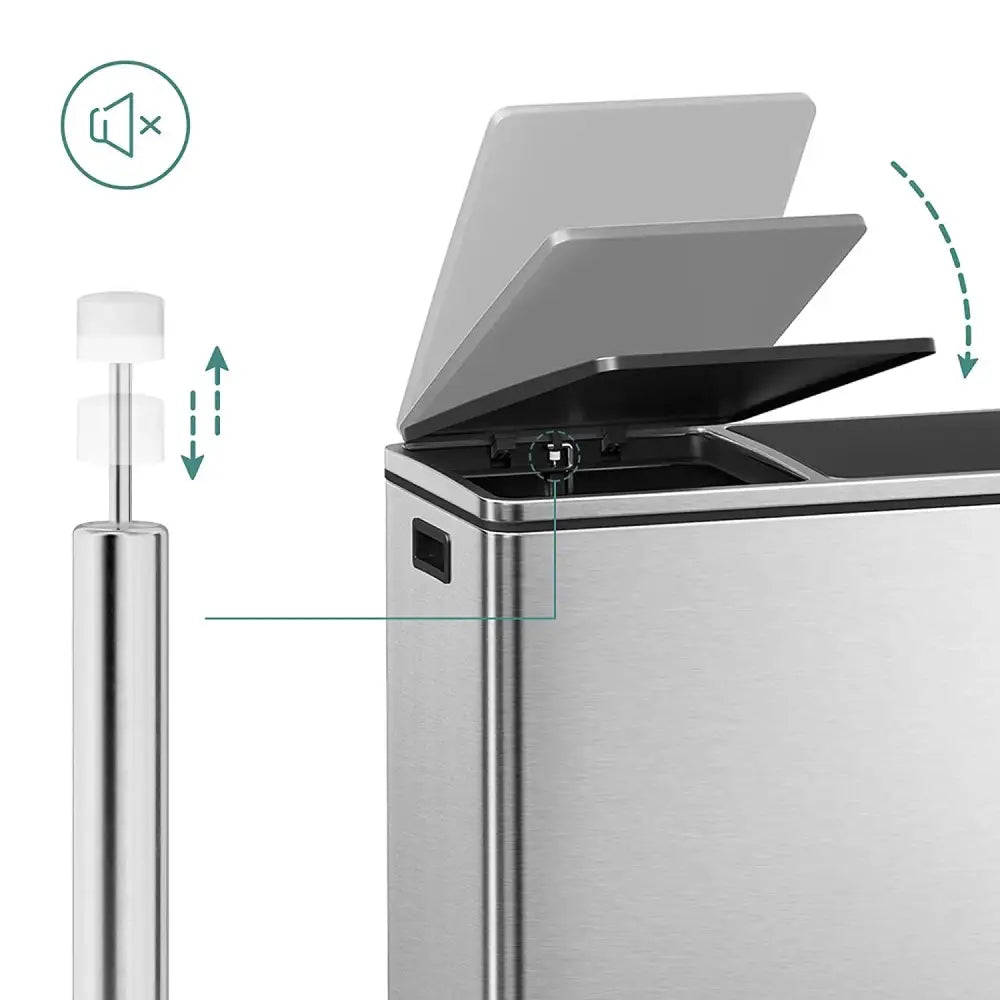 Dual Kitchen Bin 2 x 30L Silver - Home & Garden > Home & Garden Others