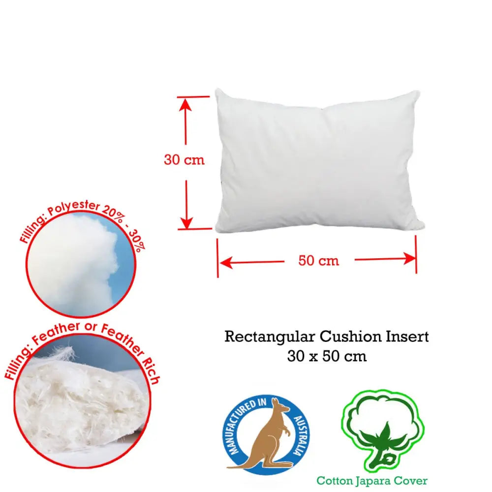 Duck Feather Rich Fill Cushion Inserter Rectangular 30 x 50cm - Home & Garden > Bedding