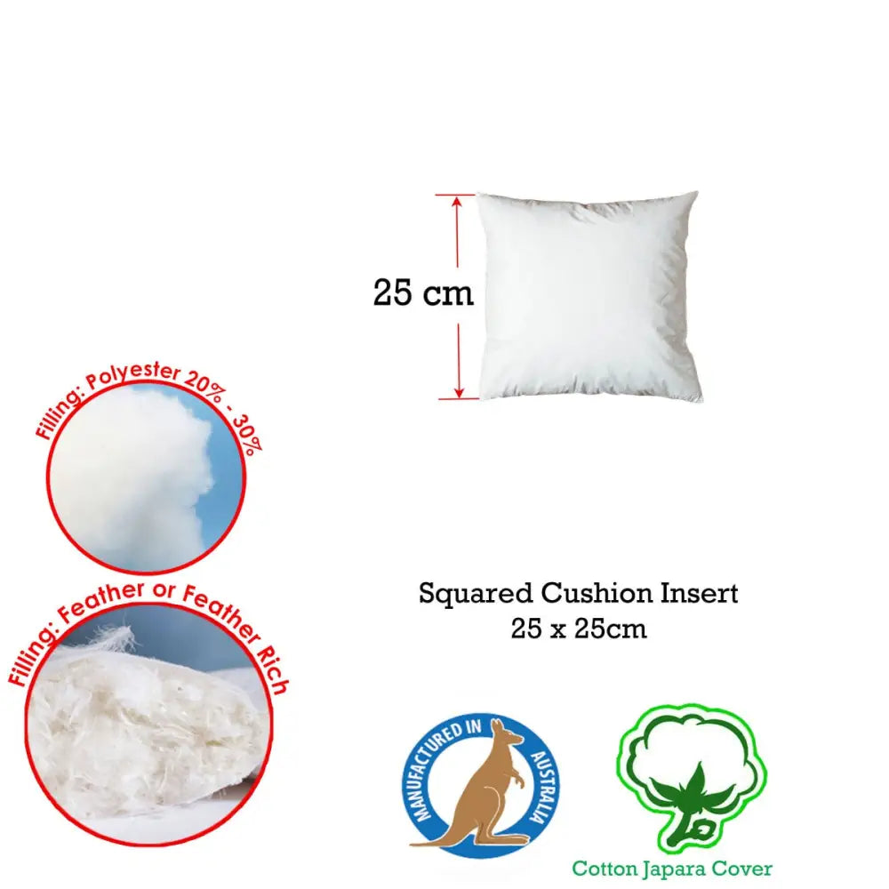 Duck Feather Rich Fill Cushion Inserter Square 25 x 25cm - Home & Garden > Bedding