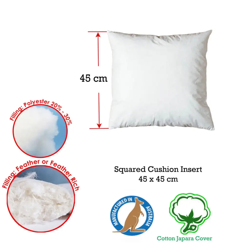 Duck Feather Rich Fill Cushion Inserter Square 45 x 45cm - Home & Garden > Bedding