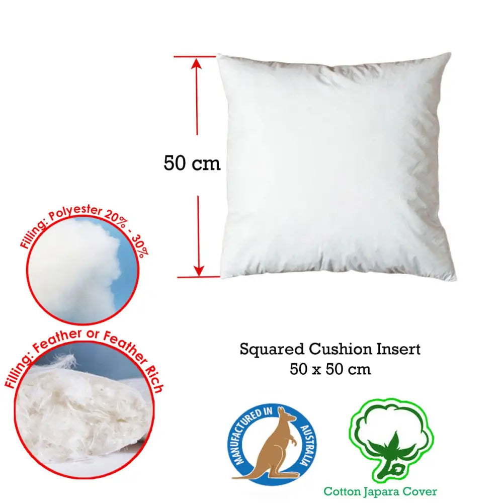 Duck Feather Rich Fill Cushion Inserter Square 50 x 50cm - Home & Garden > Bedding