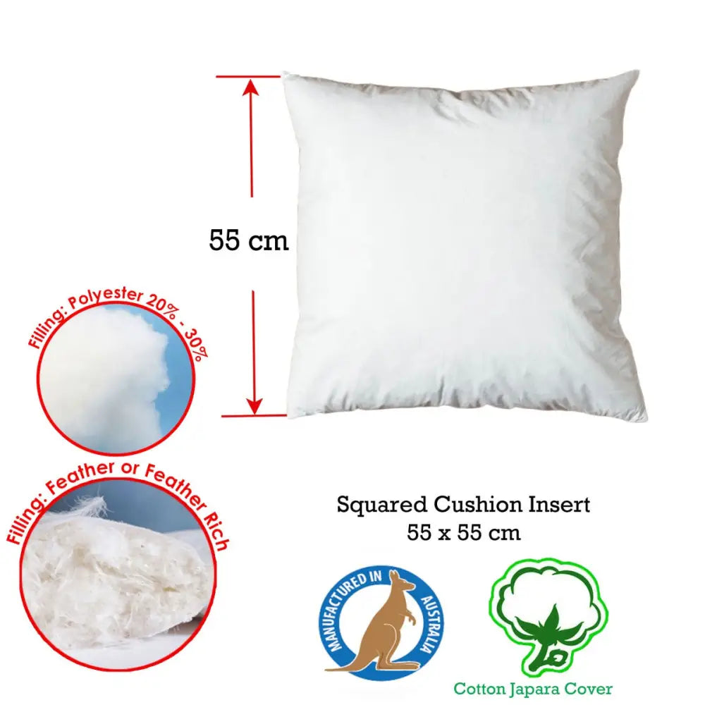 Duck Feather Rich Fill Cushion Inserter Square 55 x 55cm - Home & Garden > Bedding