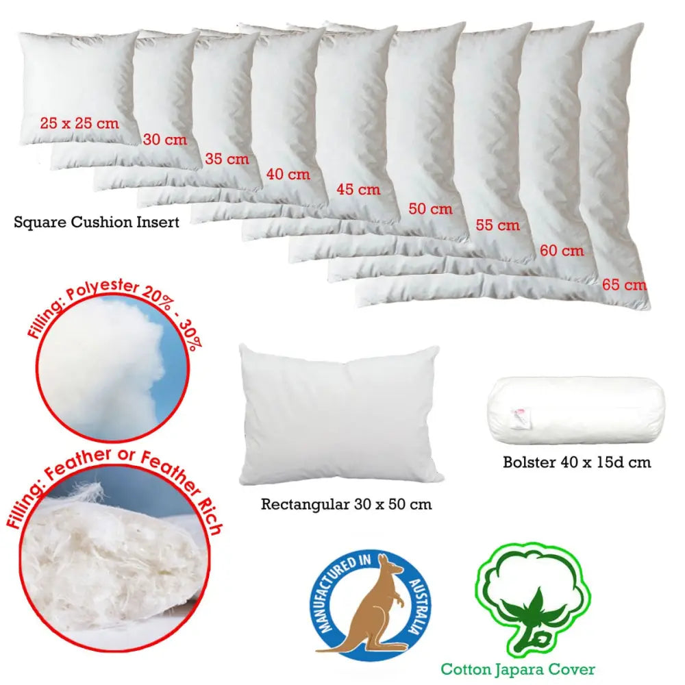 Duck Feather Rich Fill Cushion Inserter Square 60 x 60cm - Home & Garden > Bedding