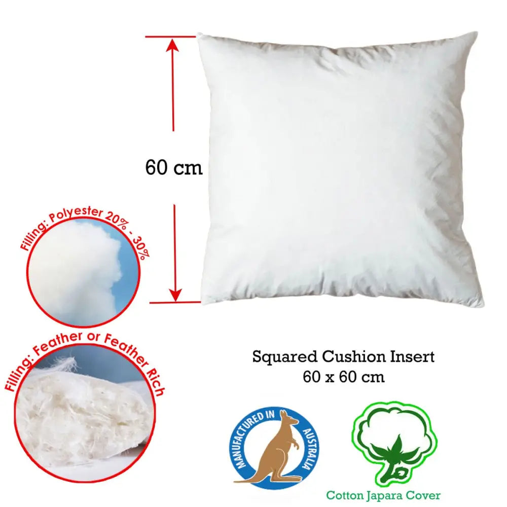 Duck Feather Rich Fill Cushion Inserter Square 60 x 60cm - Home & Garden > Bedding