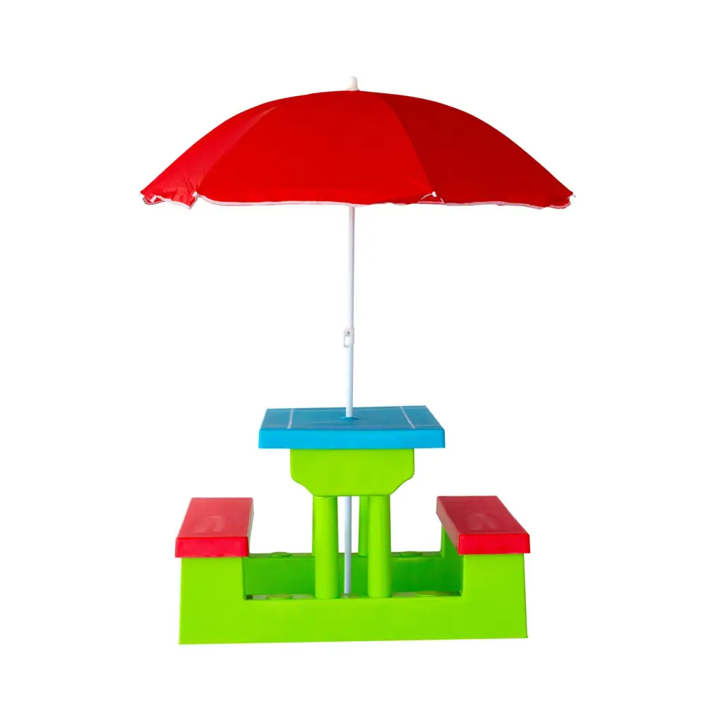 Durable Kids Picnic Table Set with Umbrella - Home & Garden > Garden Furniture