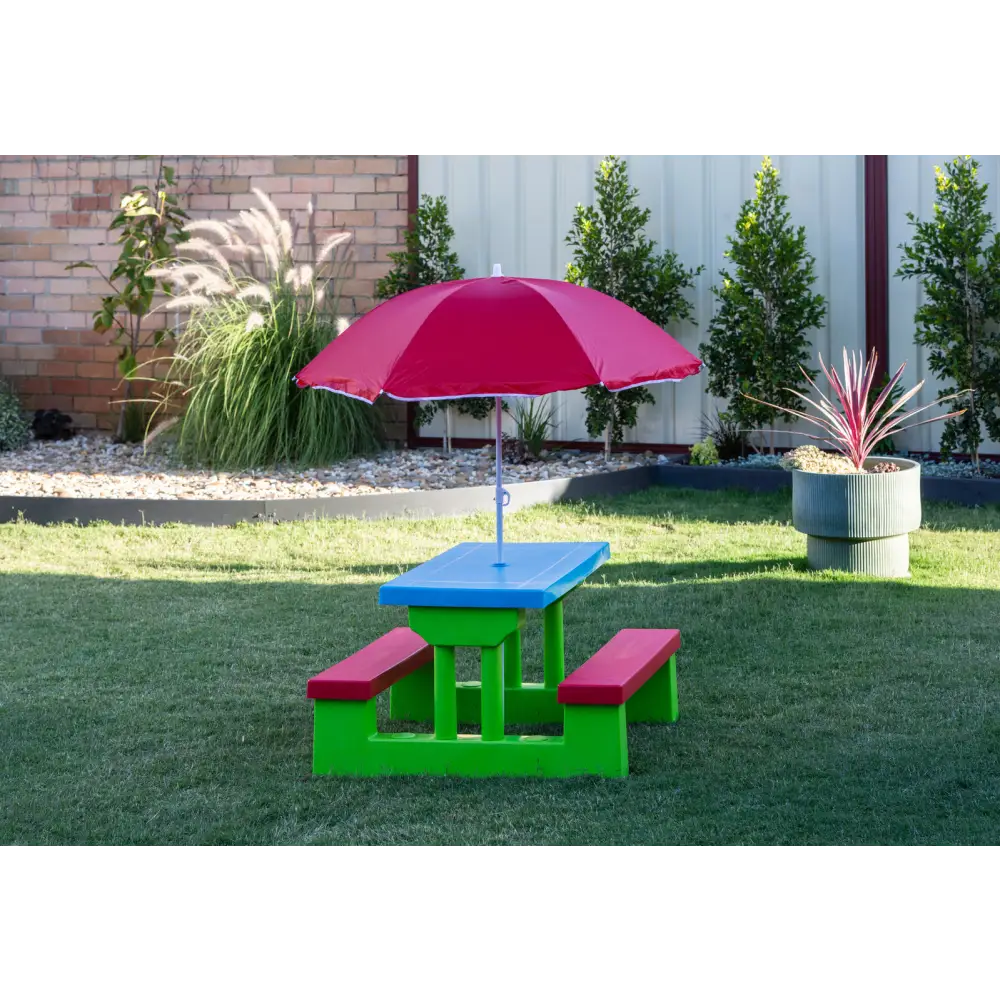 Durable Kids Picnic Table Set with Umbrella - Home & Garden > Garden Furniture