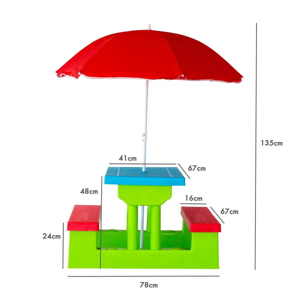 Durable Kids Picnic Table Set with Umbrella - Home & Garden > Garden Furniture