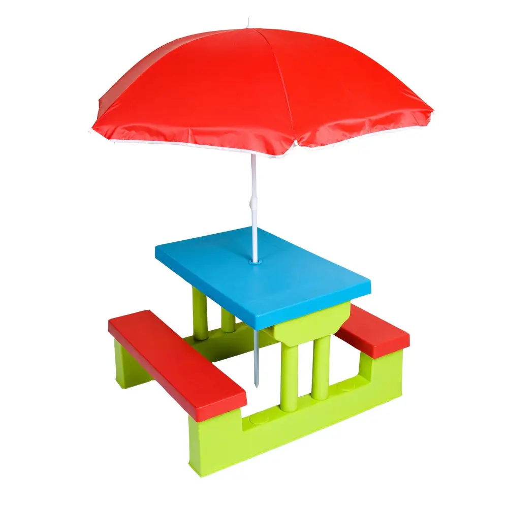 Durable Kids Picnic Table Set with Umbrella - Home & Garden > Garden Furniture