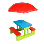 Durable Kids Picnic Table Set with Umbrella - Home & Garden > Garden Furniture
