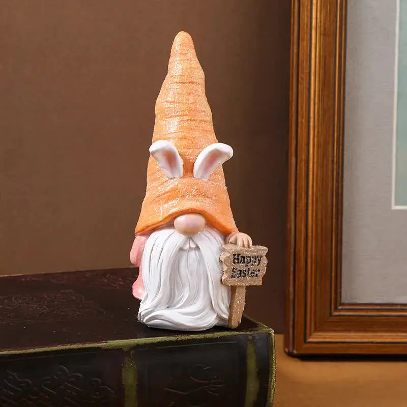 Easter Bunny Gnome Figurines - Handmade Carrot Hat Decorations for Easter Home Decor - Home & Garden > Decor > Vases &
