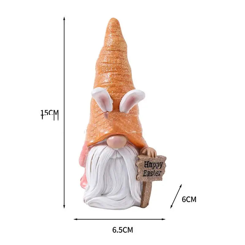 Easter Egg Easter Bunny Gnome Figurines - Handmade Carrot Hat Decorations for Easter Home Decor - Home & Garden > Decor