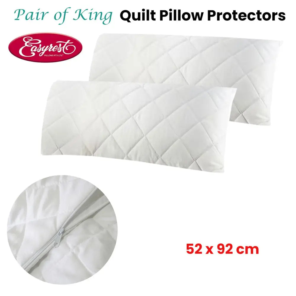 Easyrest Pair of King Quilted Pillow Protectors 52 x 92 cm - Home & Garden > Decor