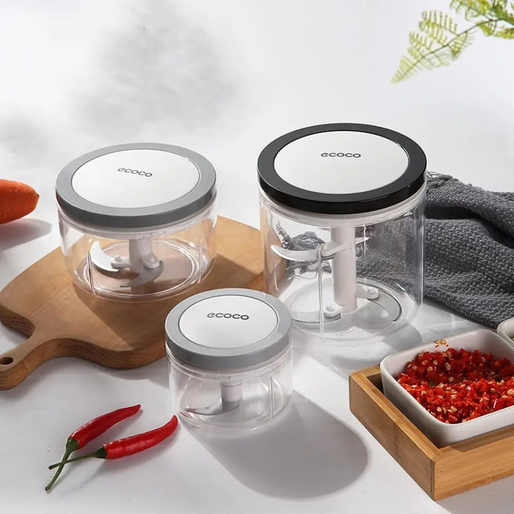 Ecoco 3 Sizes Cutter Set Easy Chopper Mincer Mixer Slicer Dicer Blender Shredder For Onion Garlic Grey - Home & Garden