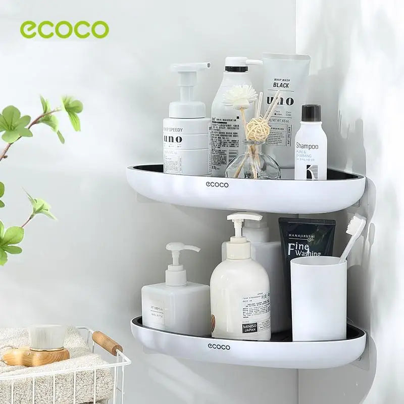 Ecoco Bathroom Corner Shower Shelf Corner Shower Caddy Shower Storage Organizer Wall Mounted for Bathroom Kitchen