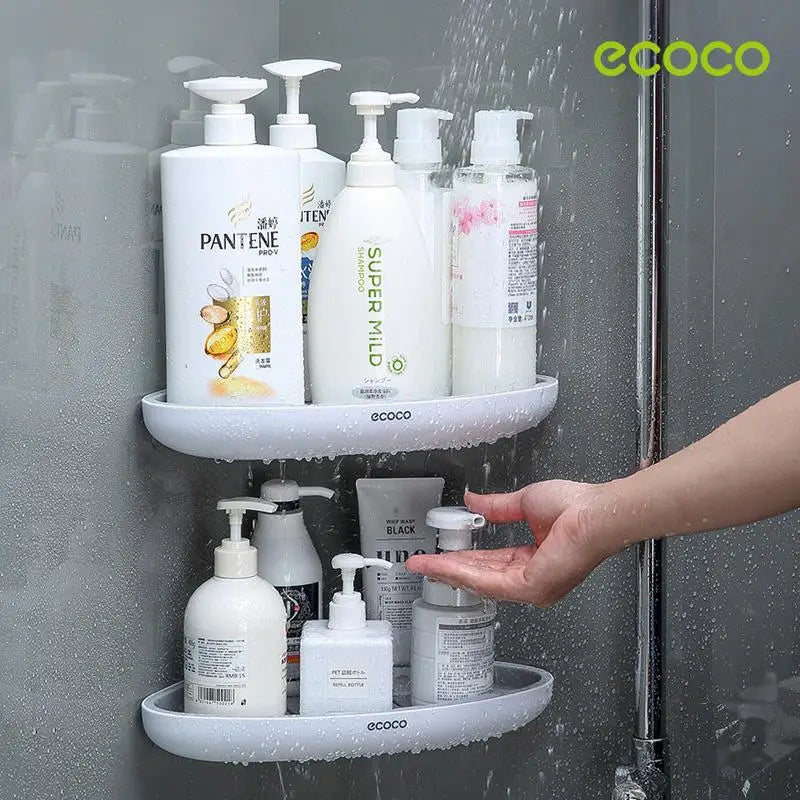 Ecoco Bathroom Corner Shower Shelf Corner Shower Caddy Shower Storage Organizer Wall Mounted for Bathroom Kitchen