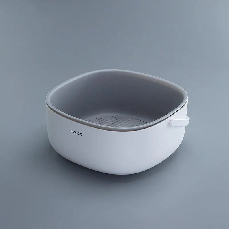 Ecoco Double Drain Basket Bowl Washing Kitchen Strainer Noodles Vegetables Fruit Sink Supplies Blue - Home & Garden >