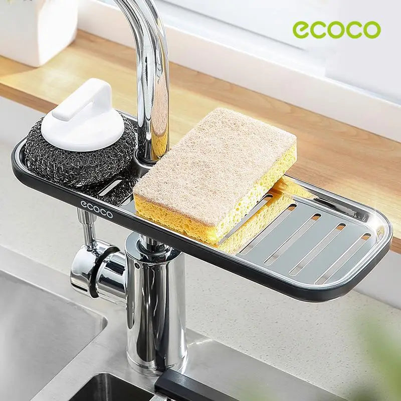 Ecoco Kitchen Drain Holder Sponge Sink Storage Rack Basket Organizer Shelf Bathroom AU - Home & Garden > Kitchenware