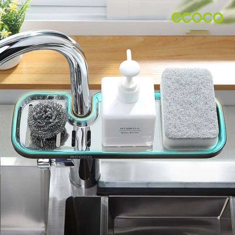 Ecoco Kitchen Drain Holder Sponge Sink Storage Rack Basket Organizer Shelf Bathroom AU - Home & Garden > Kitchenware