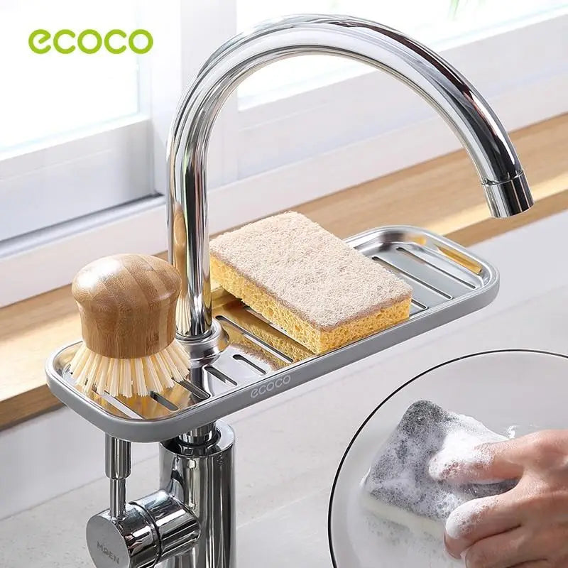 Ecoco Kitchen Drain Holder Sponge Sink Storage Rack Basket Organizer Shelf Bathroom AU - Home & Garden > Kitchenware